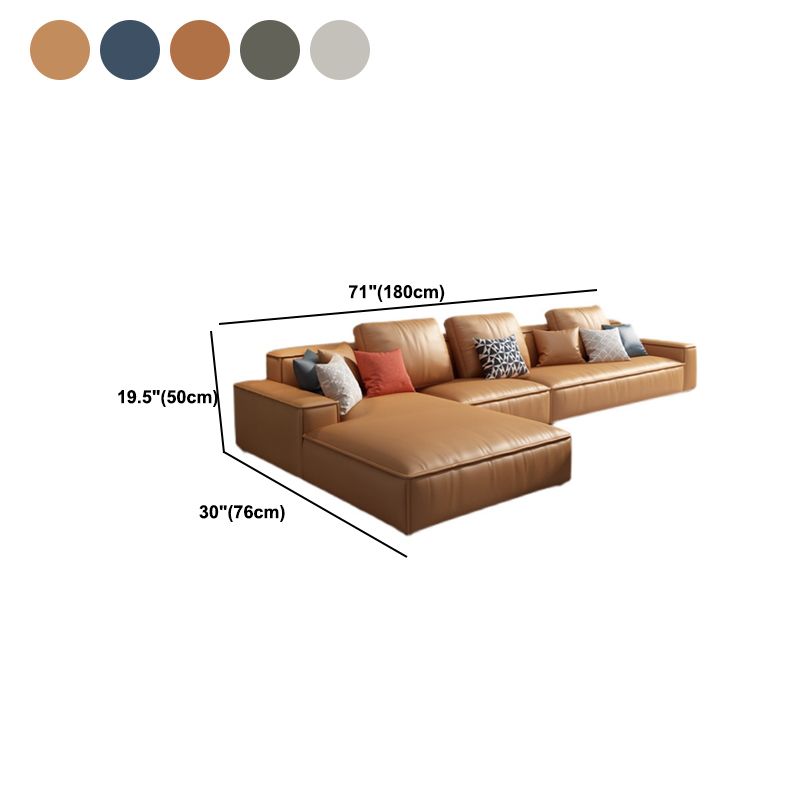 Modern Faux Leather Loose Back Sofa with Chaise Square Arm Sofa - 70.87" D