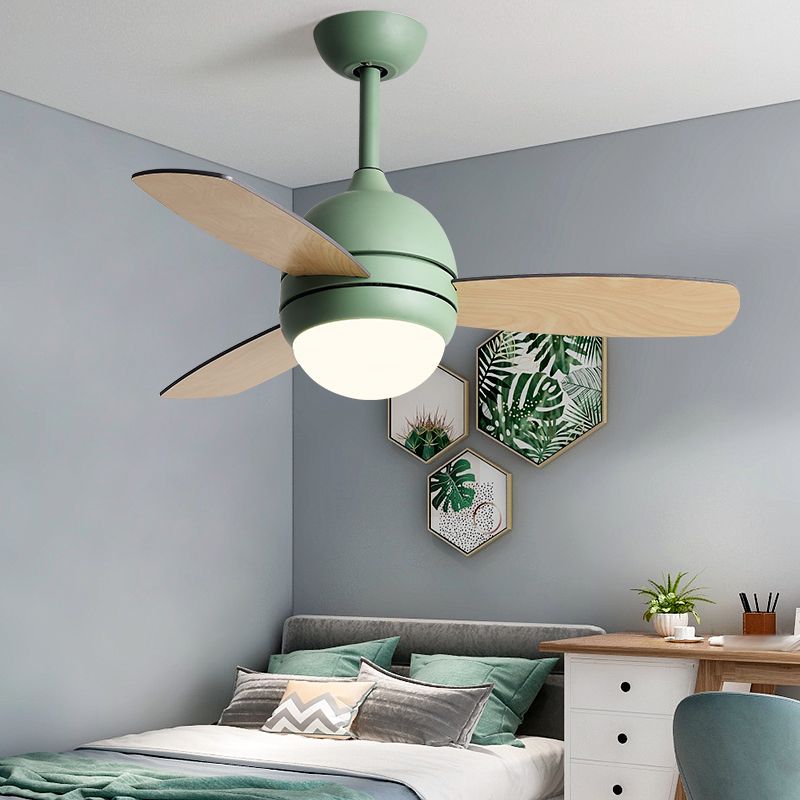 Dome Shape Metal Ceiling Fan Lighting Kids Style 1 Light Ceiling Fan Lamp