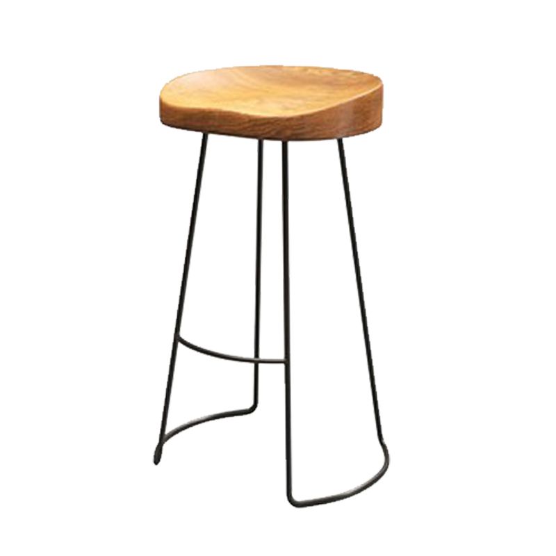 Industrial Style Metal Bar Stool Armless Bar Stool with Black Base