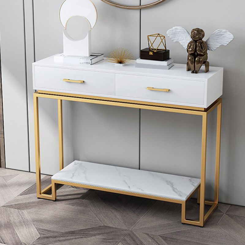 Rectangle Shape Contemporary Console Table 2 Drawers Wood Console Sofa Table
