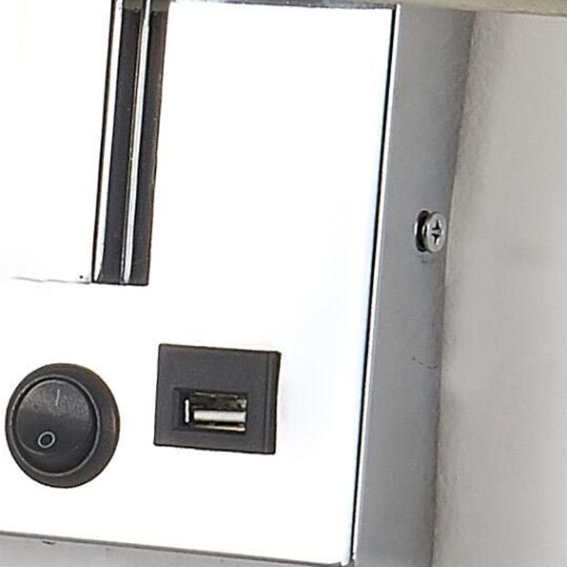 Modern Wall Sconce Rectangle Shape Metal Wall Light with Fabric Shade for Study