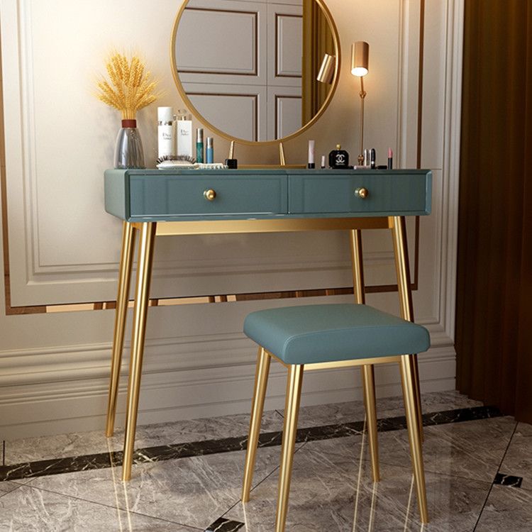 Glam 29.5" Height Wooden Makeup Vanity with Drawers and Mirror