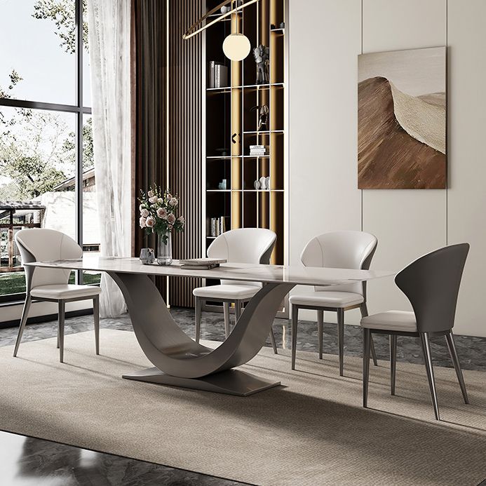 Modern Style Pedestal Dining Table Sintered Stone Rectangle Table for Home