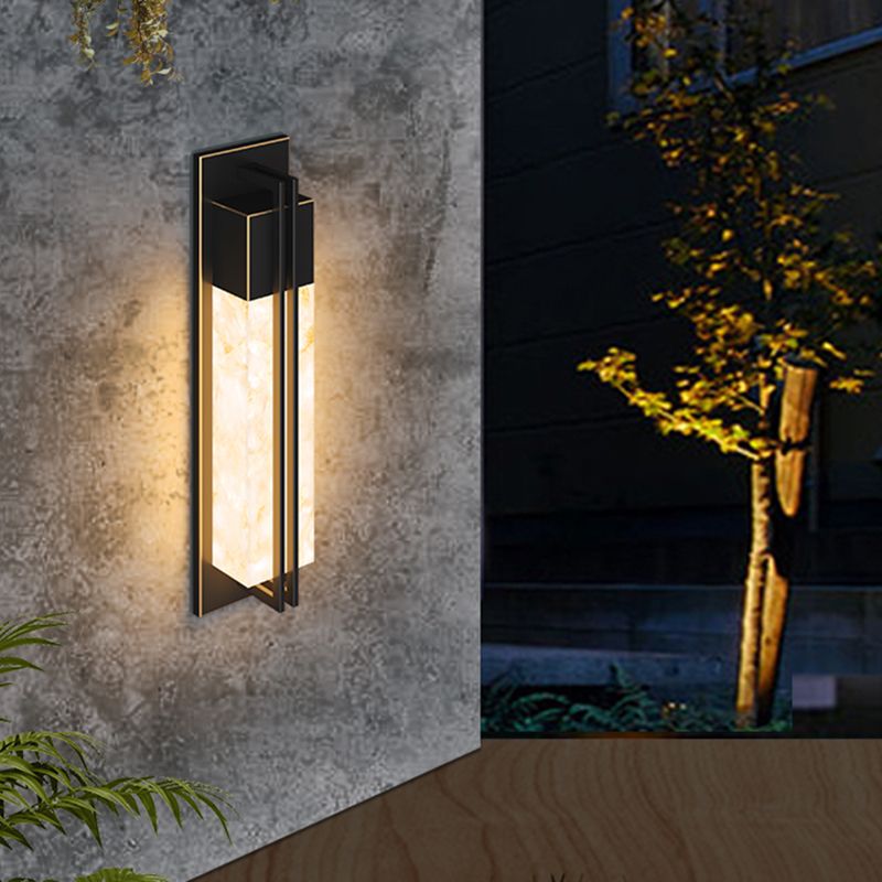 Contemporary Wall Sconce Rectangular Outdoor Wall Light Fixture with Metal