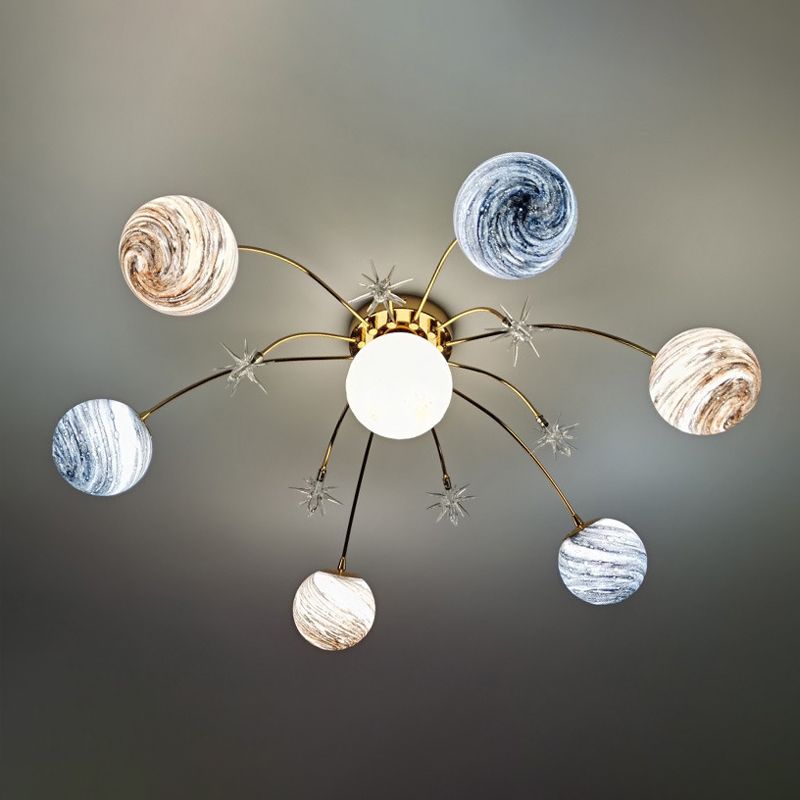 Modern Ceiling Light Glass Shade Flush Mount Lighting Fixture for Bedroom