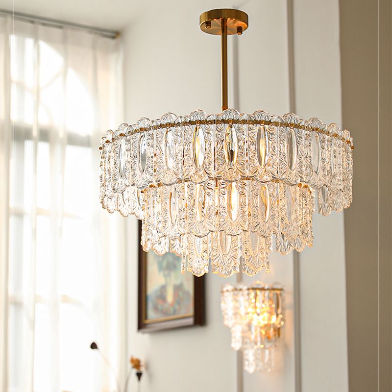 Contemporary Style Geometry Pendant Chandeliers Glass Chandelier Lighting Fixtures in Gold