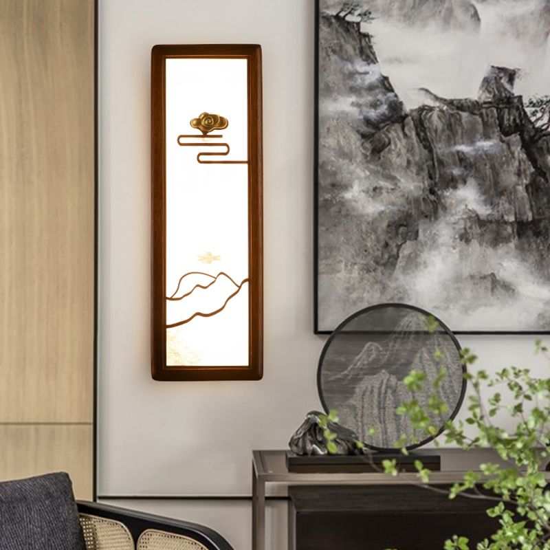 Modern Style Rectangular Shape Wall Sconce Wood 1 Light Sconces for Living Room
