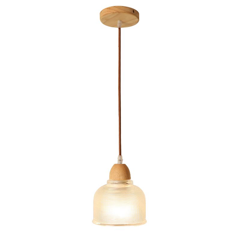 Nordic Shaded Pendant Lighting Fixture Wooden Bedroom Hanging Light Fixture in Wood