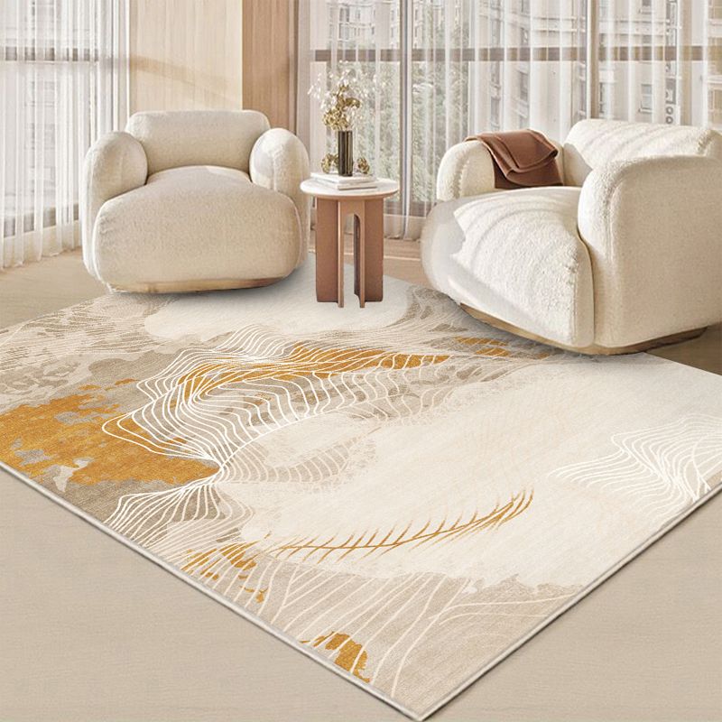 Tapis Beige élégant, bloc de couleurs, en Polyester, avec envers antidérapant, pour la décoration de la maison