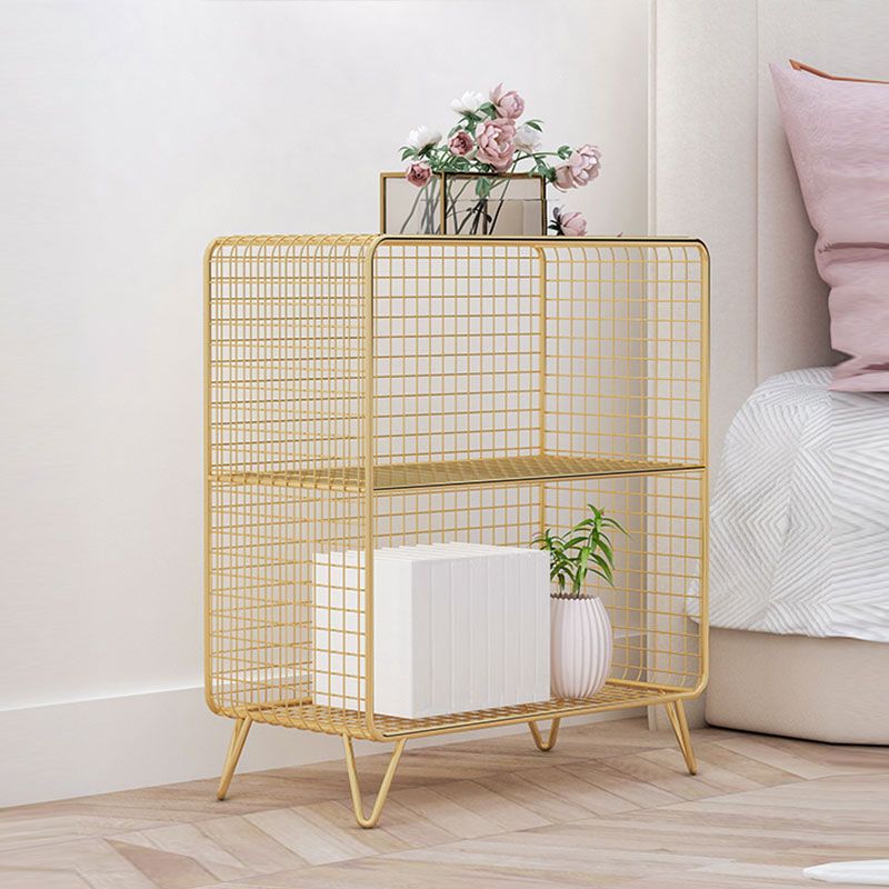 Modern Closed Bookcase with Metal Rectangular Shelves for Study Room