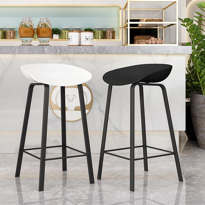 Modern Backrest Armless Counter Stool Iron Cafe Bar Stool with Pedal and Acrylic Seat