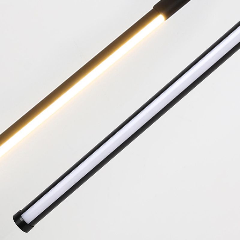 Modern Simple Style LED Line Hanging Pendant 1 Light Hanging Ceiling Light in Black for Hotel