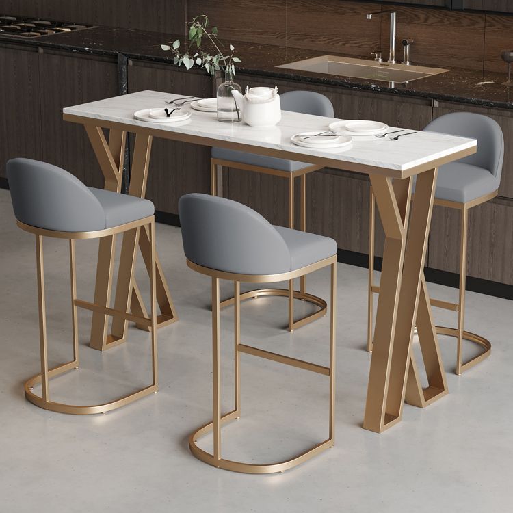 Luxury Rectangle Pub Table Set 1/2/3/5 Pieces Sintered Stone Counter Table with Stools