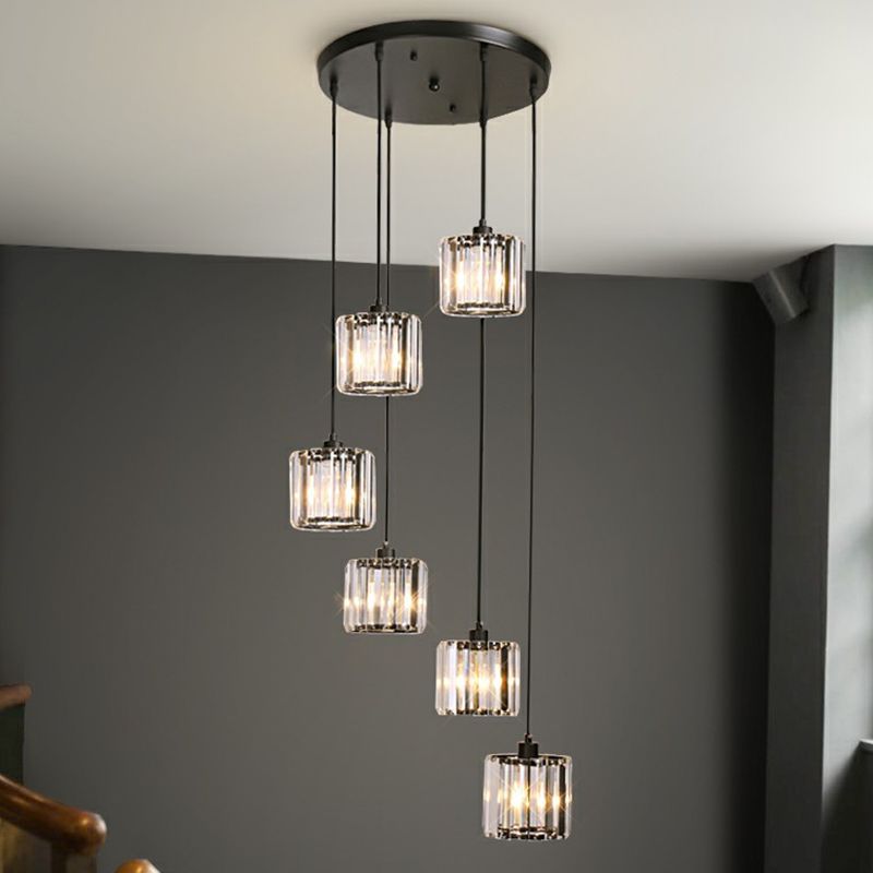 Shaded Glass Multi Light Pendant Lighting Modern Ceiling Hang Lamp for Living Room