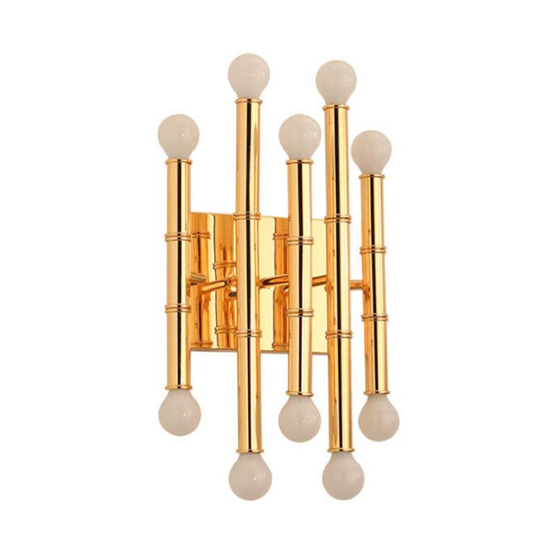 Tubi in metallo sconce modernismo stile 10 luci lucida lampada montata in oro/argento per il corridoio