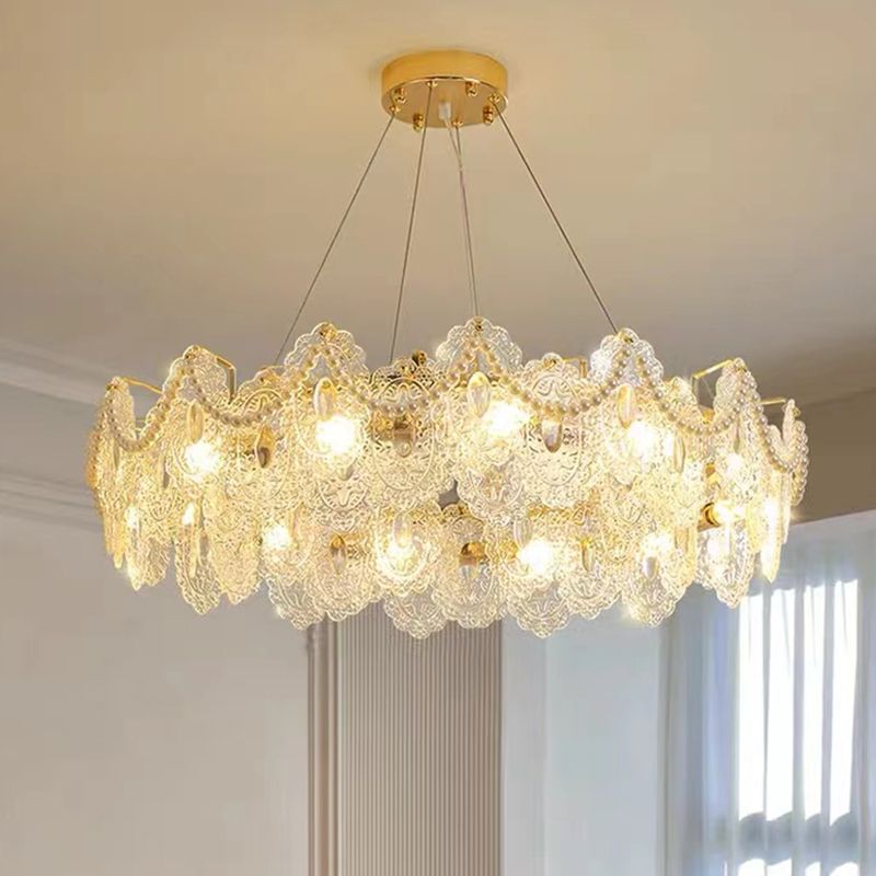 Modern Metal Ceiling Lamp Geometric Shape Island Light with Glass Shade for Bedroom