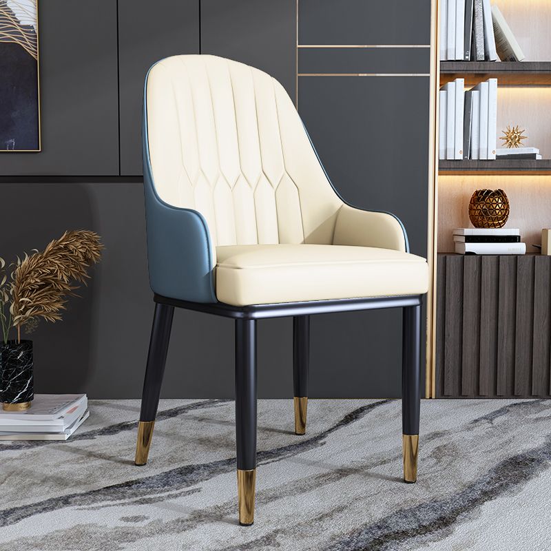 Silla de comedor de metal de estilo escandinavo, silla con respaldo sólido y brazo