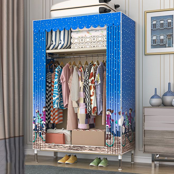 Contemporary Wardrobe Closet with Legs Steel Wardrobe Armoire