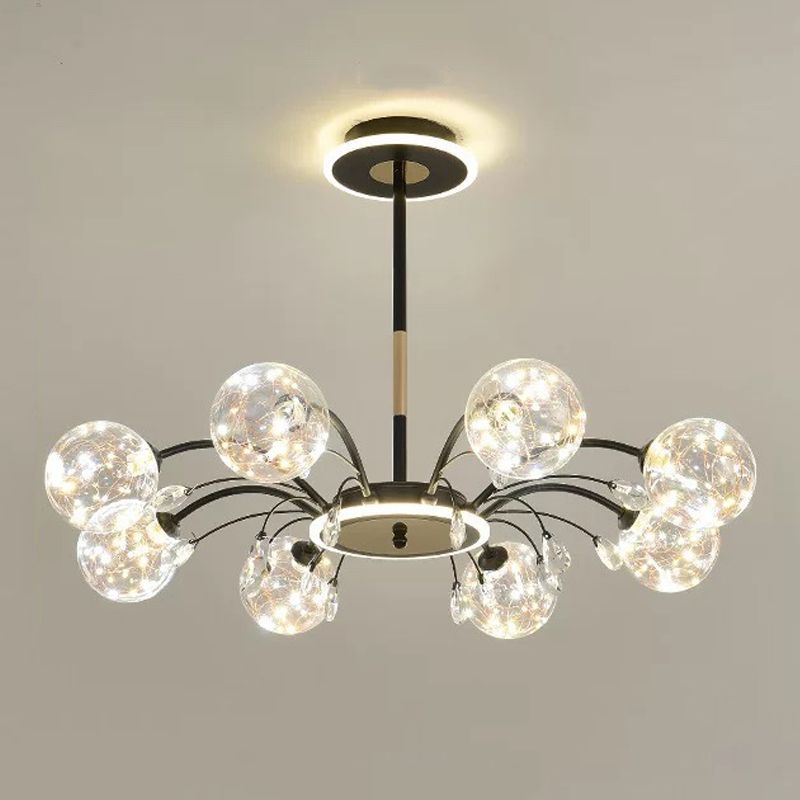 Contemporary Glass Pendant Light Spherical Hanging Light Kit for Living Room