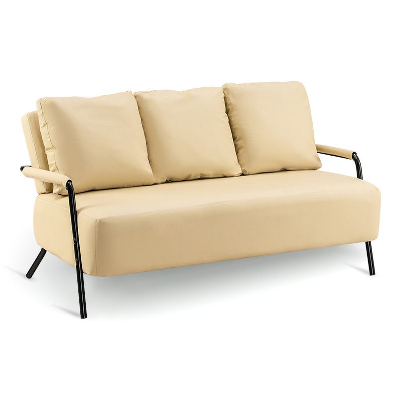 3 Seater 27.5" H PU Leather Solid Color Square Arm Sofa for Living Room