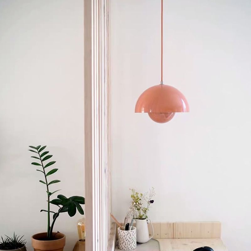 Lámpara colgante de 1 luce de estilo colgante de estilo macarrón con aluminio para dormitorio