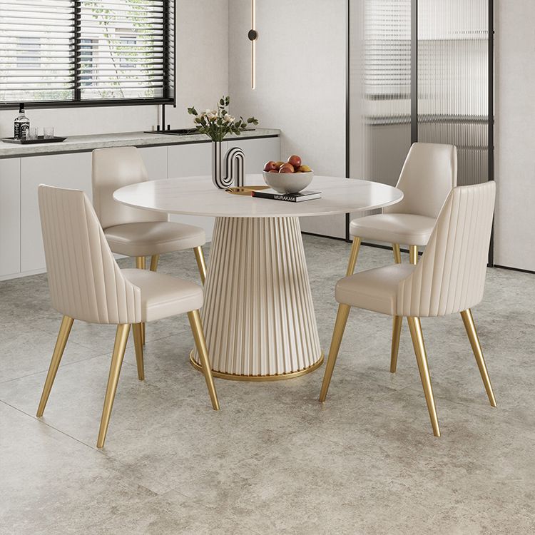 Nordic Round Sintered Stone Dining Table for 4/6 with Pedestal Base Dining Setfor Restaurant