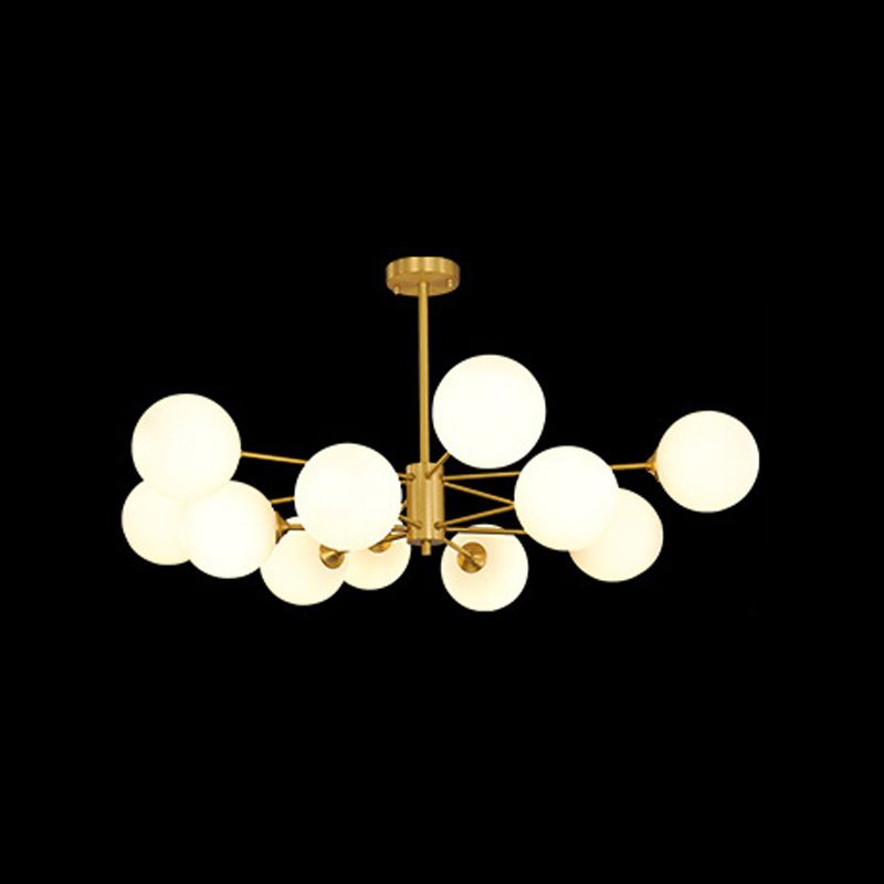 Lampadario globo nordico oro multi luce appesa alla luce con vetro bianco per camera da letto