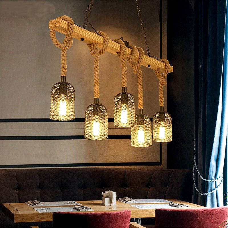 Industrial Wooden Island Light Household Hanging Lighting Fixture