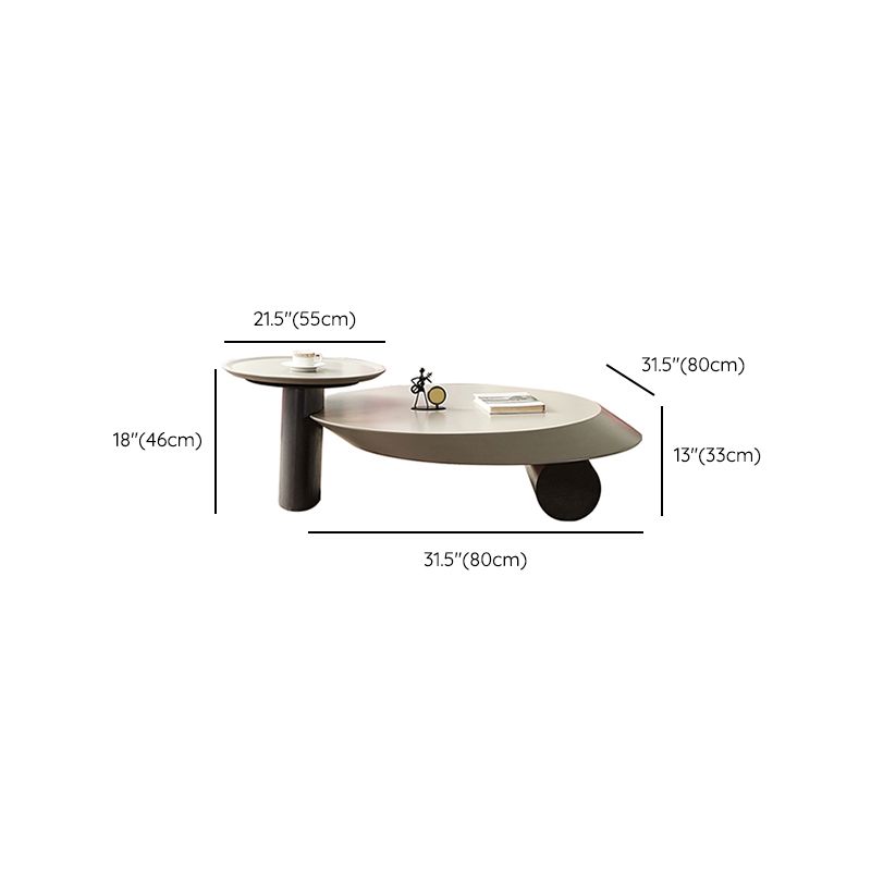 Modern 2-Piece Wood Coffee Table Round Nesting Coffee Table Set