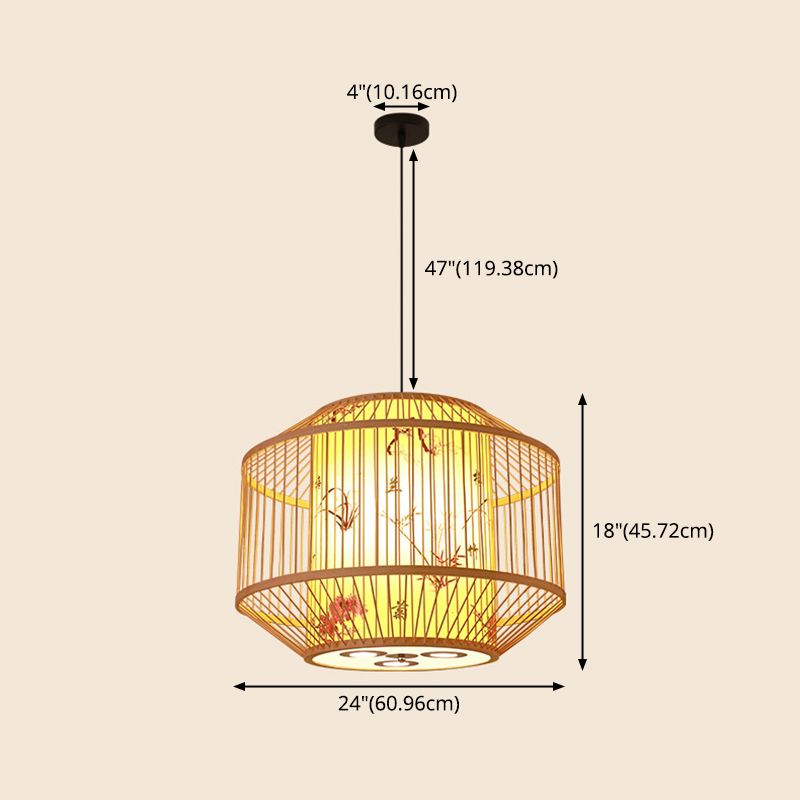 Japanese Bamboo Pendant Light 1 Light Ceiling Light Fixture for Dining Room