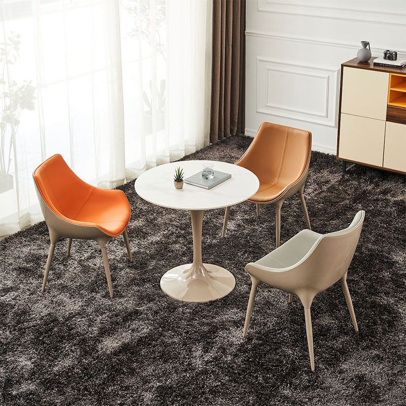 Sillas de comedor estilo moderno Silla auxiliar con brazo de cocina y patas de metal (juego de 2)