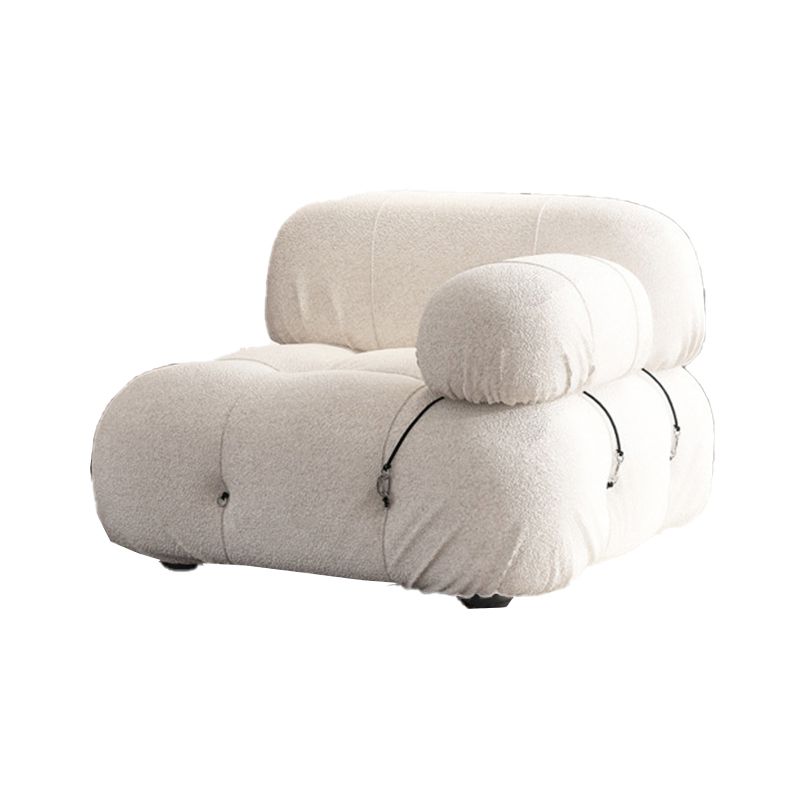 Contemporary Stationary Velvet Sofa Sewn Pillow Back White Settee