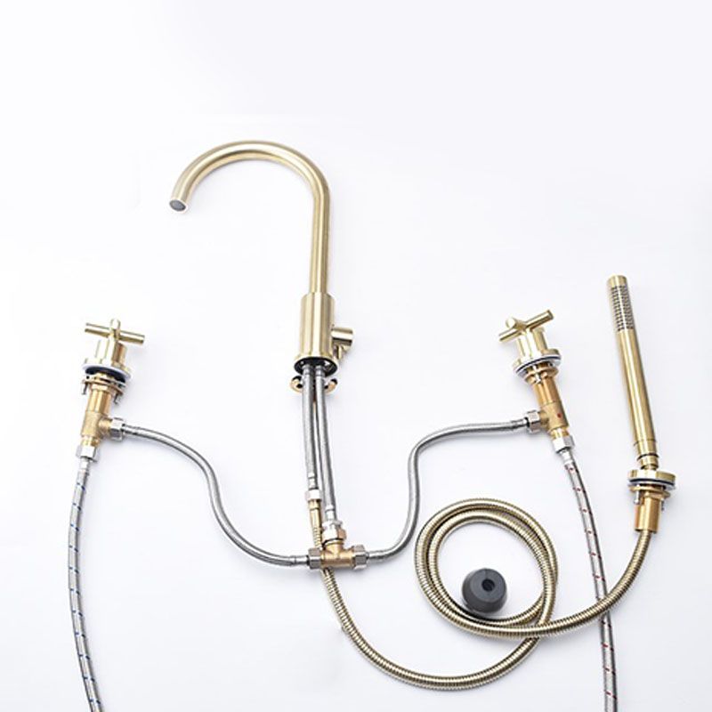 Modern Roman Tub Faucet Set Copper Deck-Mount with Handles Bathtub Faucet