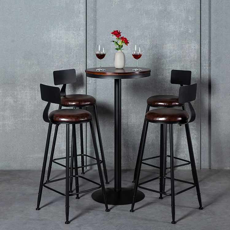 Industrial Armless Backrest Counter Stool Steel Cafe Bar Stool with Velvet Cushion