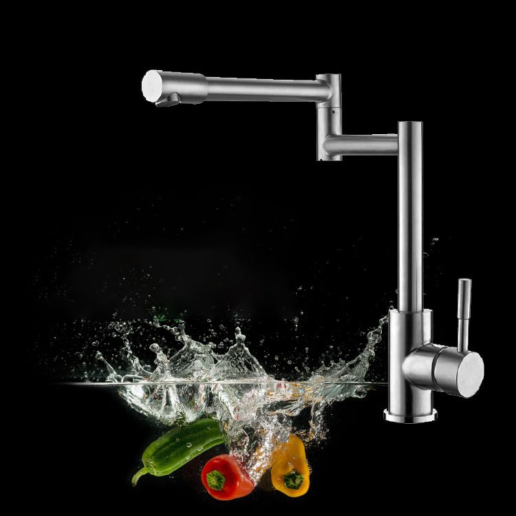 Modern Kitchen Faucet Single Lever Handle Swivel Stainless Steel Pot Filler