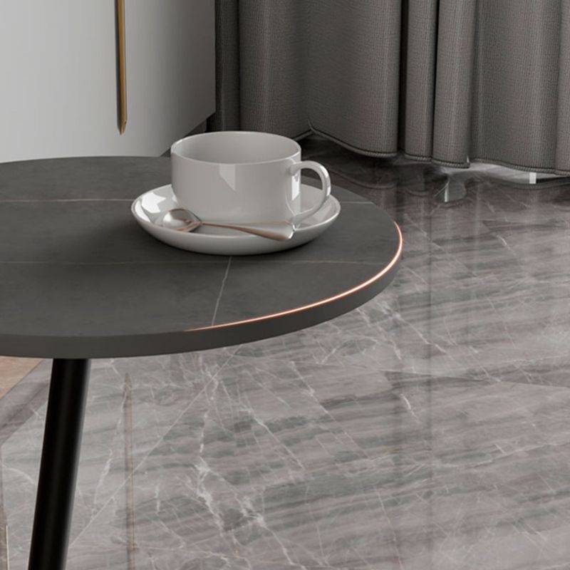 Contemporary Slate and Metal Single Coffee Table Frame Round Glam Coffee Table