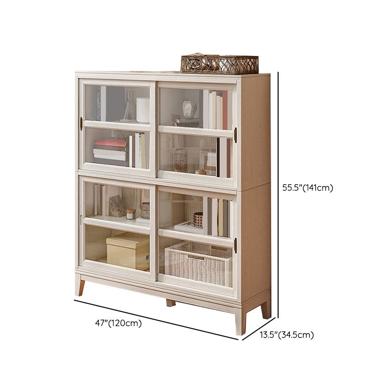 Modern Style Closed Back Bookshelf Wooden Vertical Bookcase in White