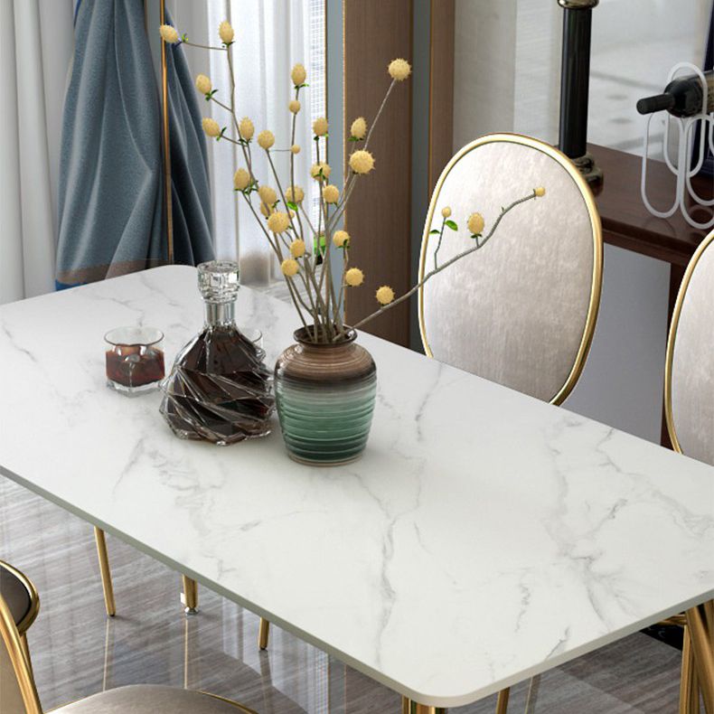 Metal Traditional Luxury Rectangle Indoor Table Sintered Stone Table with Legs