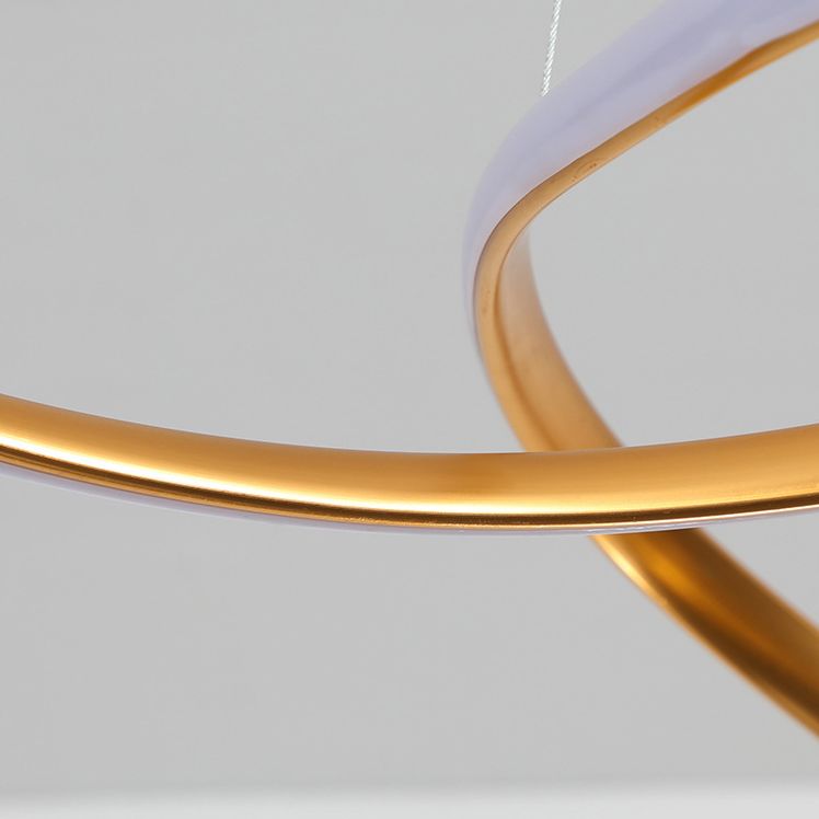 Modern Minimalist Linear Chandelier Light Metal Spiral LED Ceiling Chandelier for Living Room