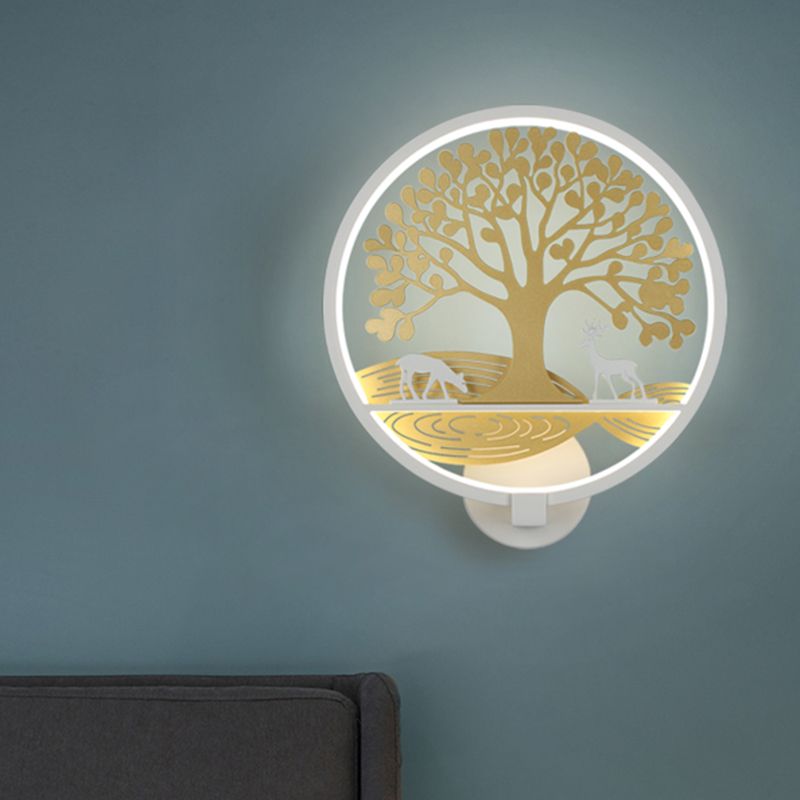 Lampe murale arborescence arrondie noire / blanc.