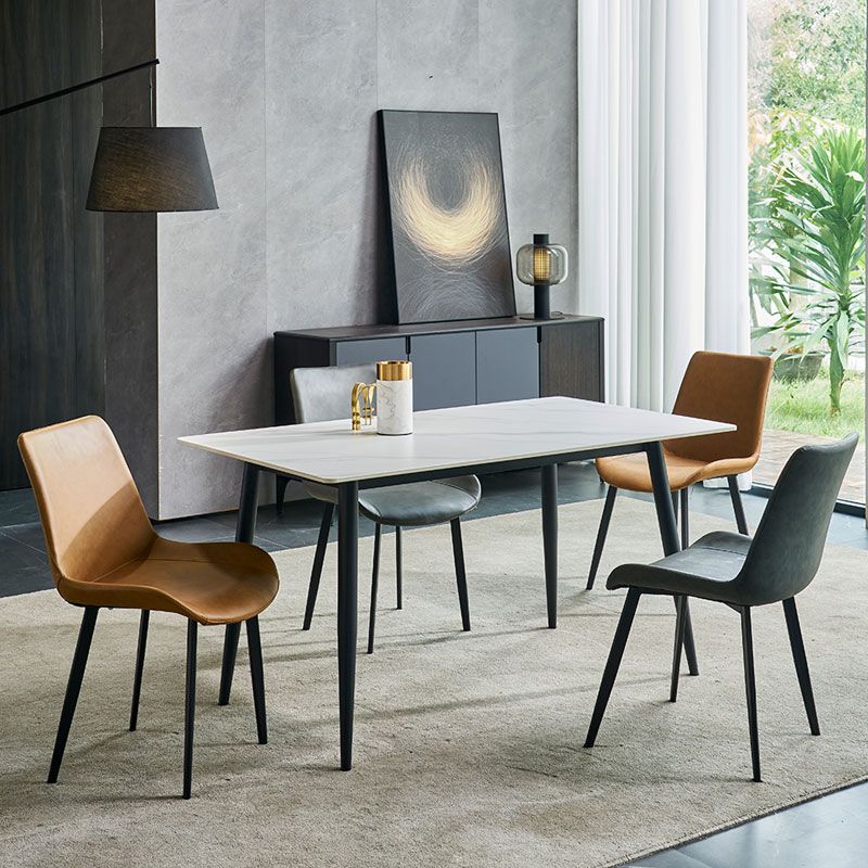 Metal Modern Rectangle Table Sintered Stone Table for Kitchen and Dining Room