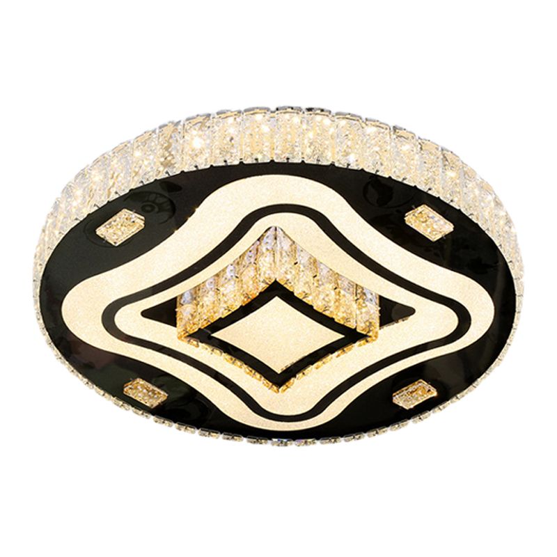 Modern Harlequin Close to Ceiling Lamp Crystal Prisms LED Flush Mount Light Fixture in Stainless Steel