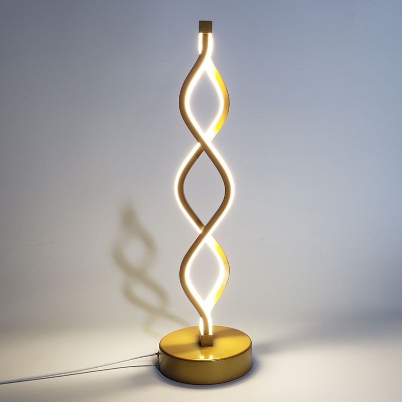 Lampade da comodino moderne con luce da tavolo lineare Lampade da comodino a 2 luci in metallo