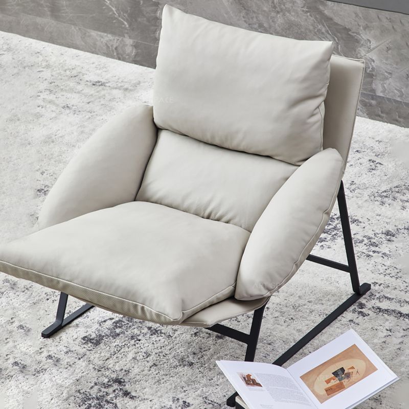 Contemporary 35.5"Wide Faux Leather Sewn Pillow Back Lounge Chair