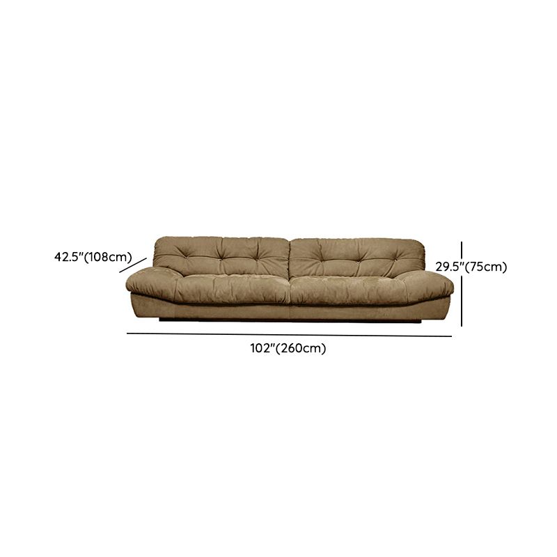 Tufted Down Fill Cushions Sofa Faux Leather Armless Settee in Dark Brown