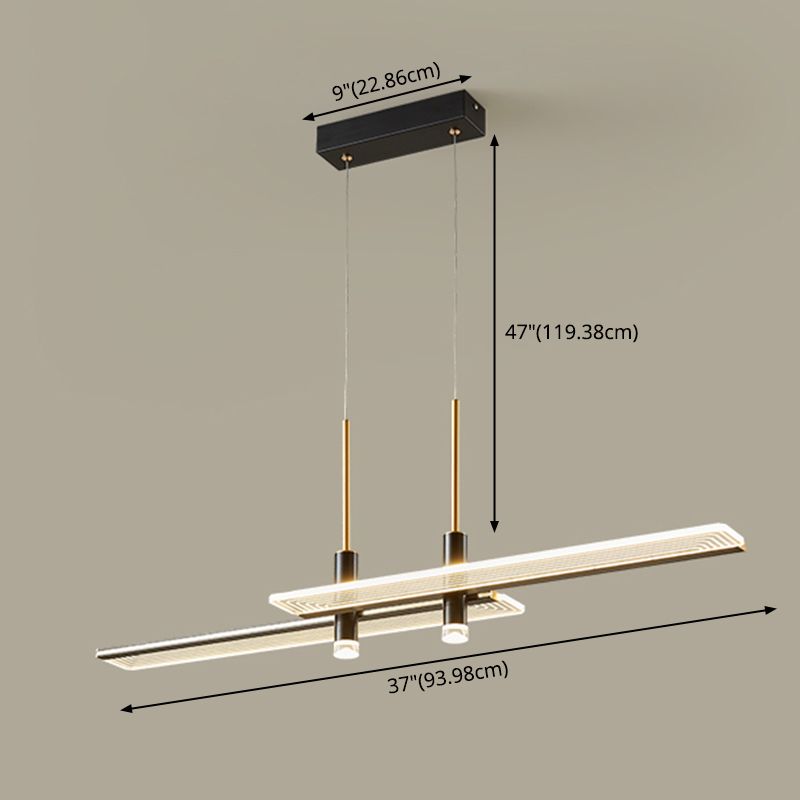 Linear Island Lighting colgante rectángulo colgante de las luces de isla en metal