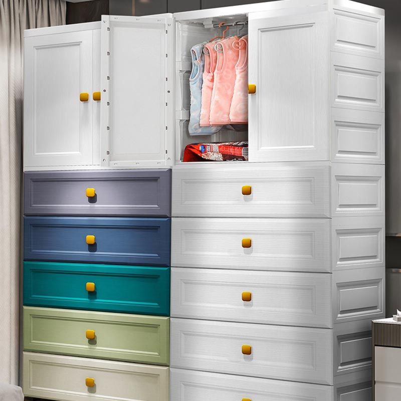 Hinged 1-Door Wardrobe Armoire Contemporary Plastic Wardrobe Closet