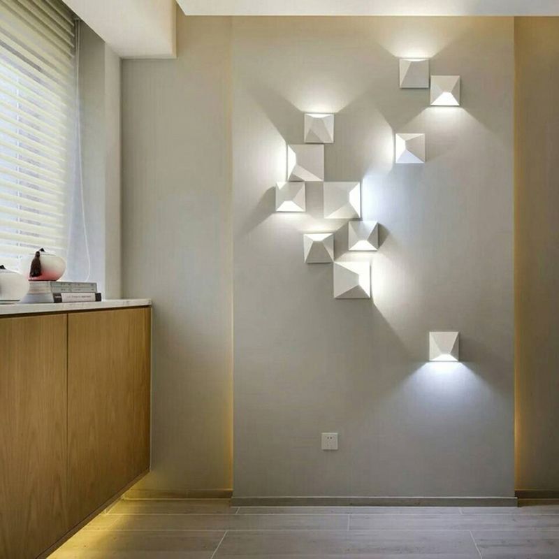 Luces de pared de pared geométricas de aluminio estilo moderno de 1 luces de pared