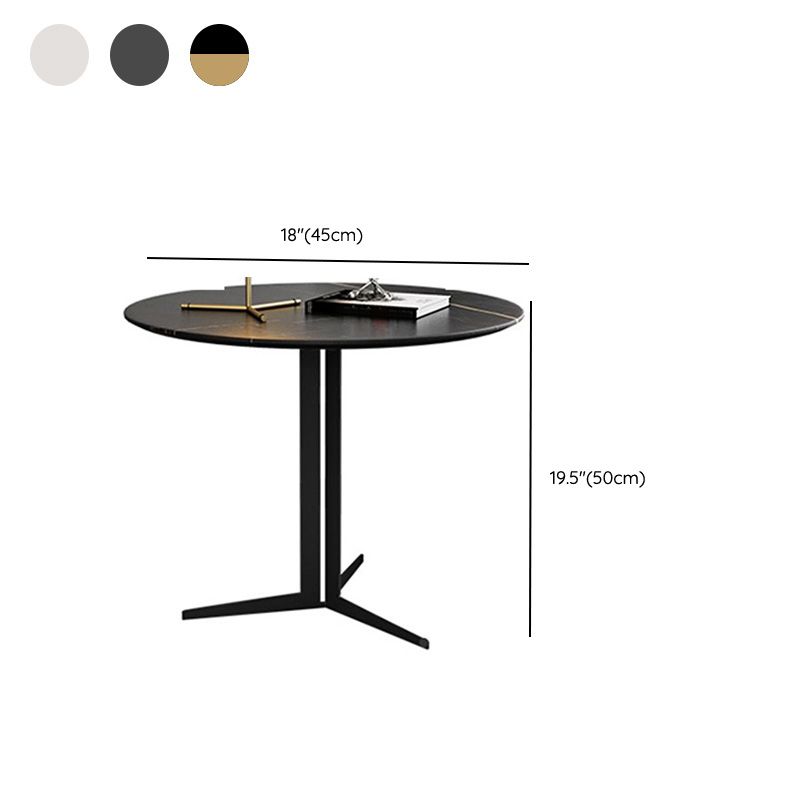Contemporary Metal Corner Table Pedestal Round Side Accent Table with Pedestal Base