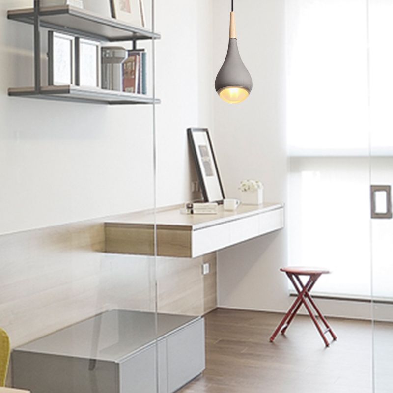 Pear Pendant Lighting Nordic Cement 1 Light Grey/Red/Green Hanging Ceiling Light